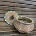 4" Green and Blue Pine Needle Basket - 2577