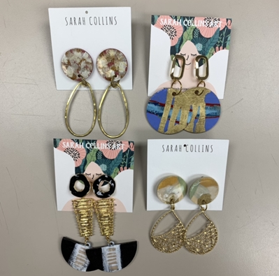 Dangle Earrings Sarah collins, dangle earrings, black belt, black belt jewelry, black belt earrings, art jewelry
