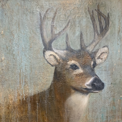 Deer Mixed Media  sharon dozier, black belt, wall art, wall paintings, black belt paintings, deer, buck, mixed media, camphouse paintings, 