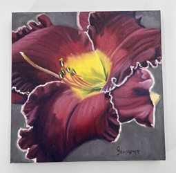 Flower 2 cindy stoudenmire, flower 2, red, purple, maroon, burgundy, yellow, floral, nature, painting