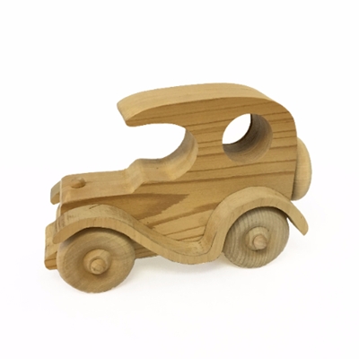 One Hole Coupe wooden car, wood carving, wood, old car, coupe, toy car, wooden toy, fletcher cox,