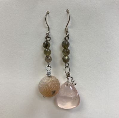 Rose Quartz and Labrodite Earrings 