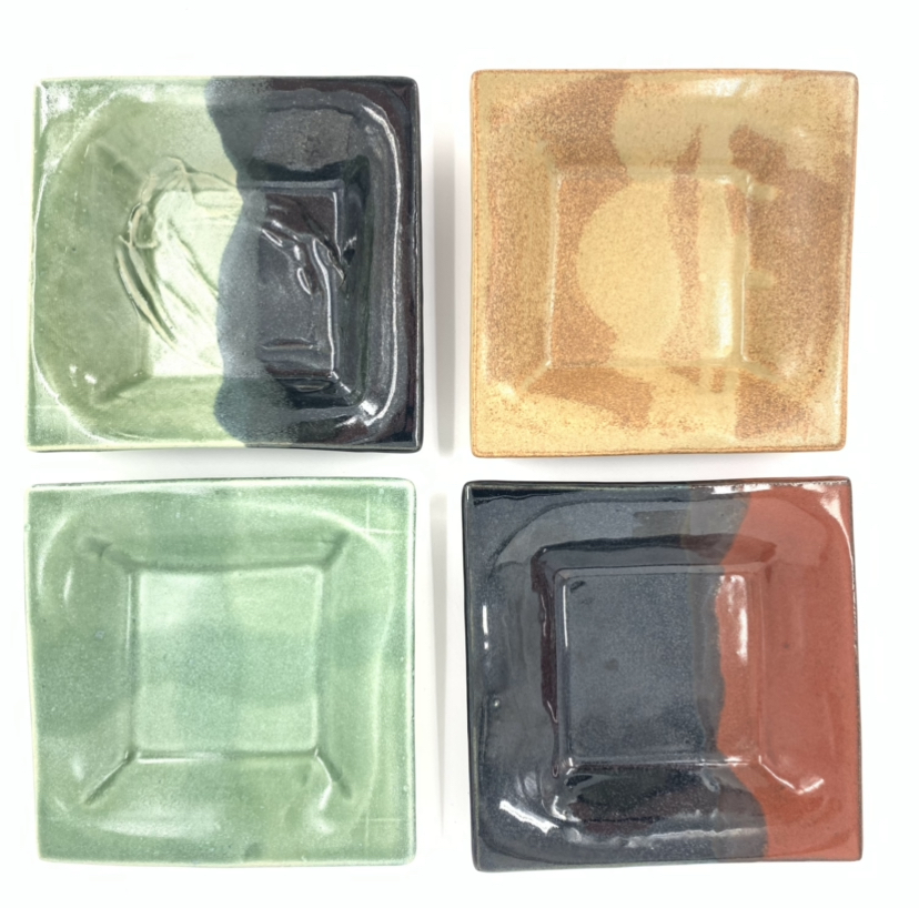 6" Square Plate Randy Shoults, 6" square plate, pottery, black belt treasures, 