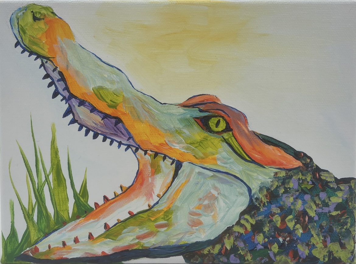 Alligator sharon owens, sharon, owens, acrylic painting, painting, alligator, gator