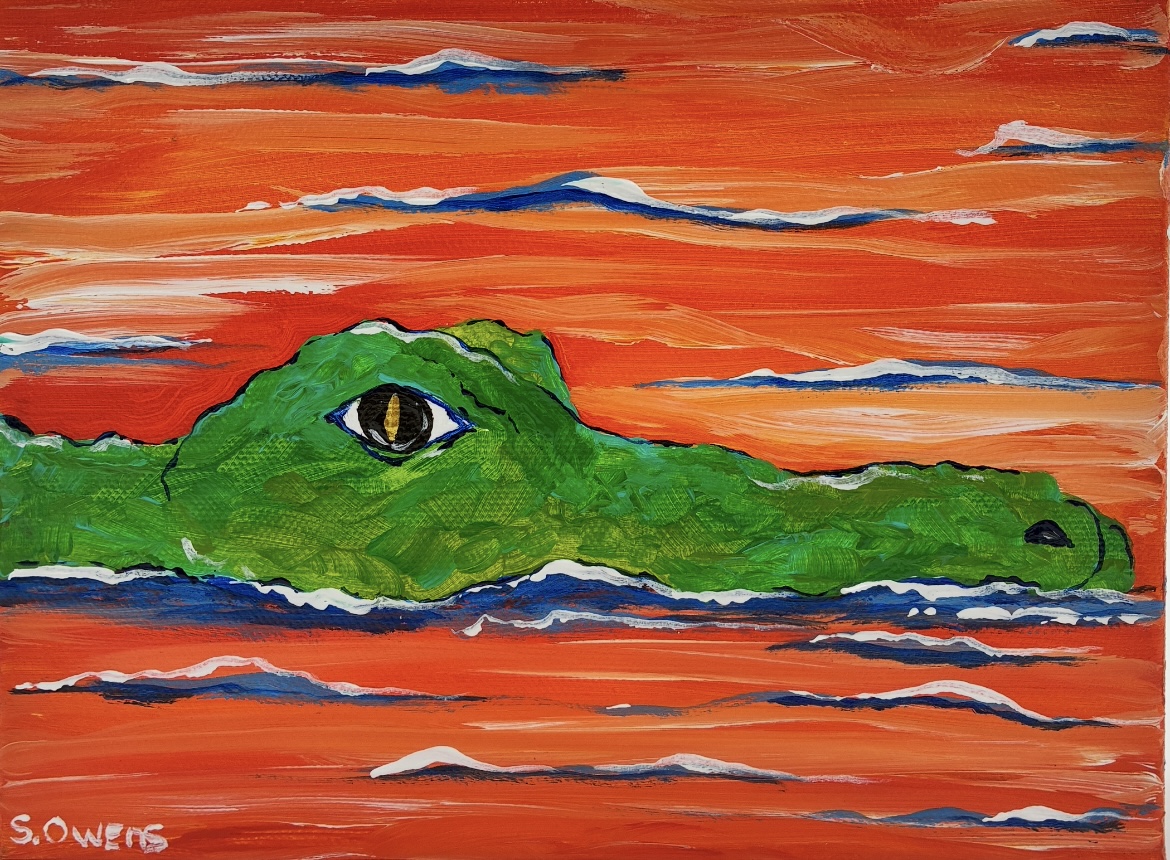 Alligator sharon owens, sharon, owens, acrylic painting, painting, alligator, gator