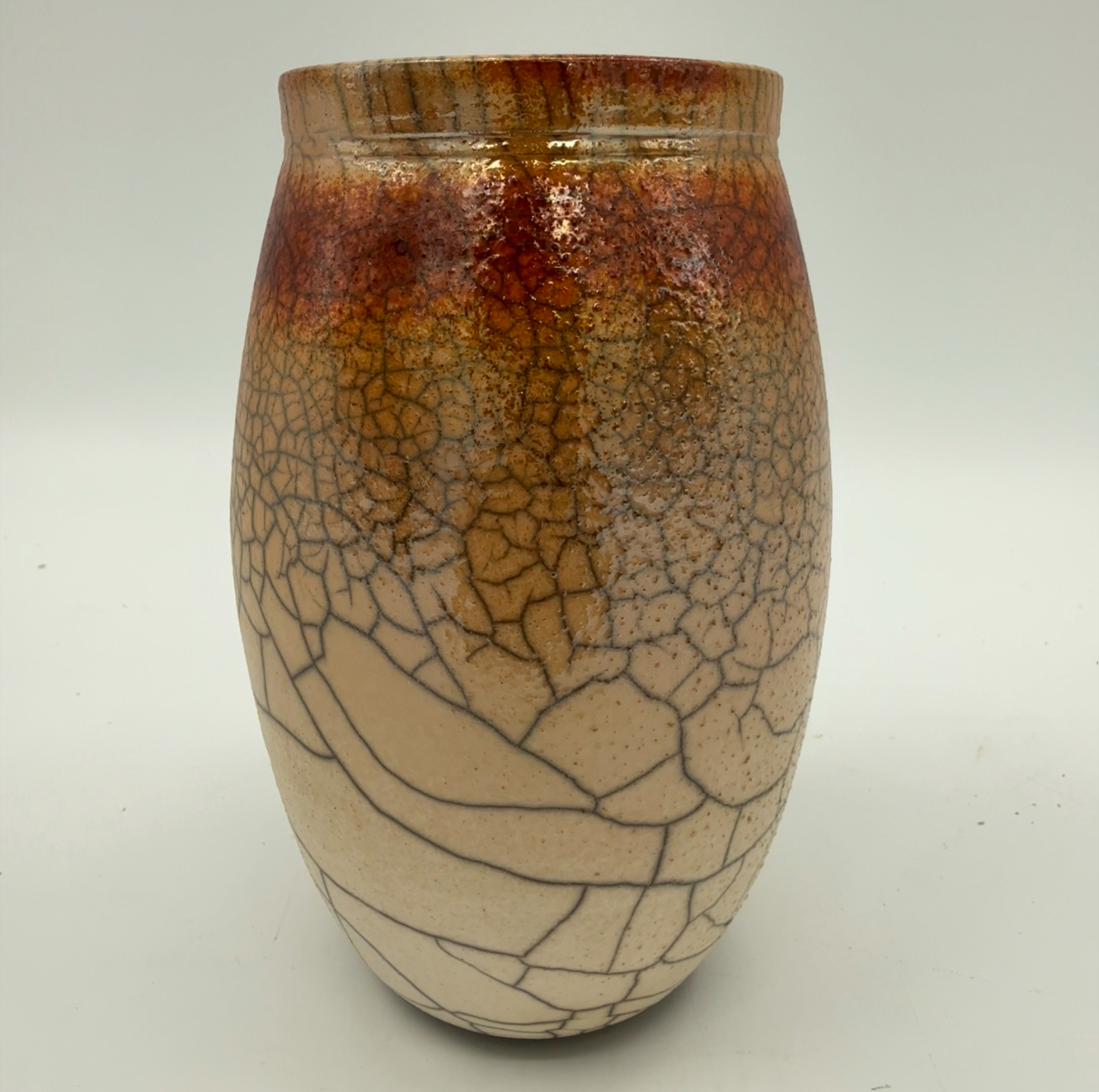 Alternative Fired White Crackle jo taylor, alternative fired white crackle vase, pottery, ceramics