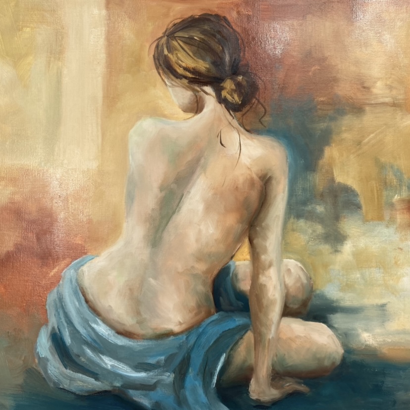 Bath  elizabeth reid, bath, woman sitting, painting 