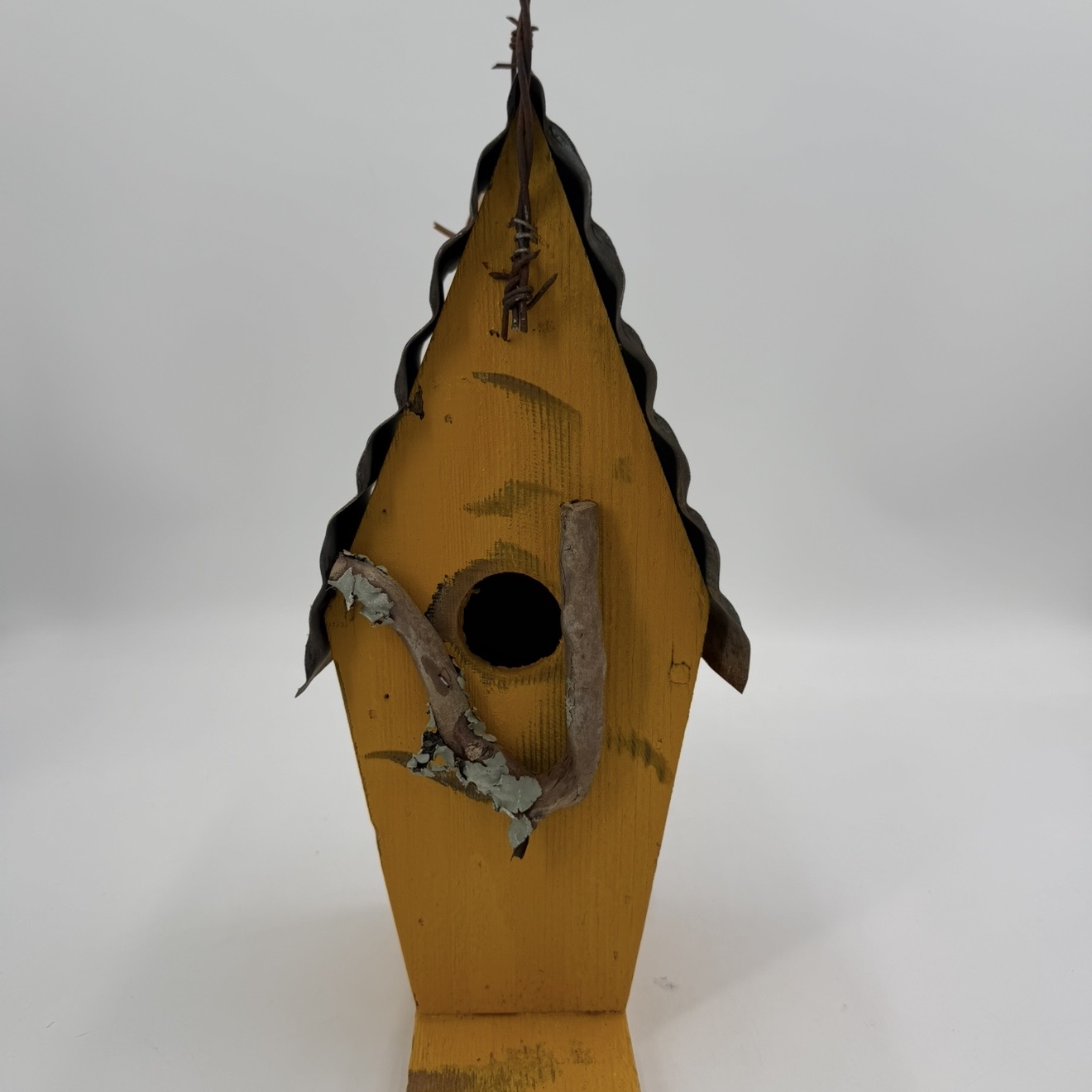 BirdHouse Andrew McCall, Bird House, yellow, wood work, tin