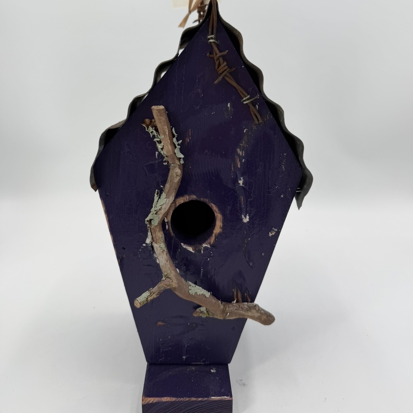 BirdHouse Andrew McCall, Bird House, purple, wood work, tin