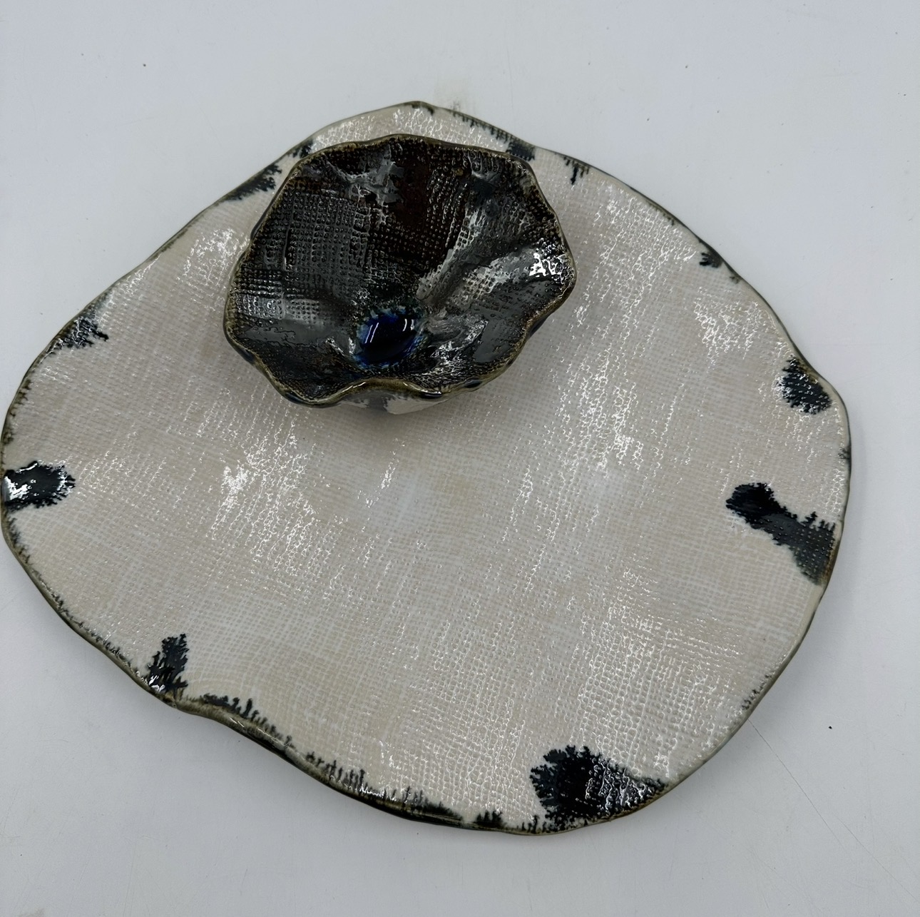 Black Miner Charcuterie with Cup Bradfors Brackin ,pottery kitchen, serving piece, ceramics