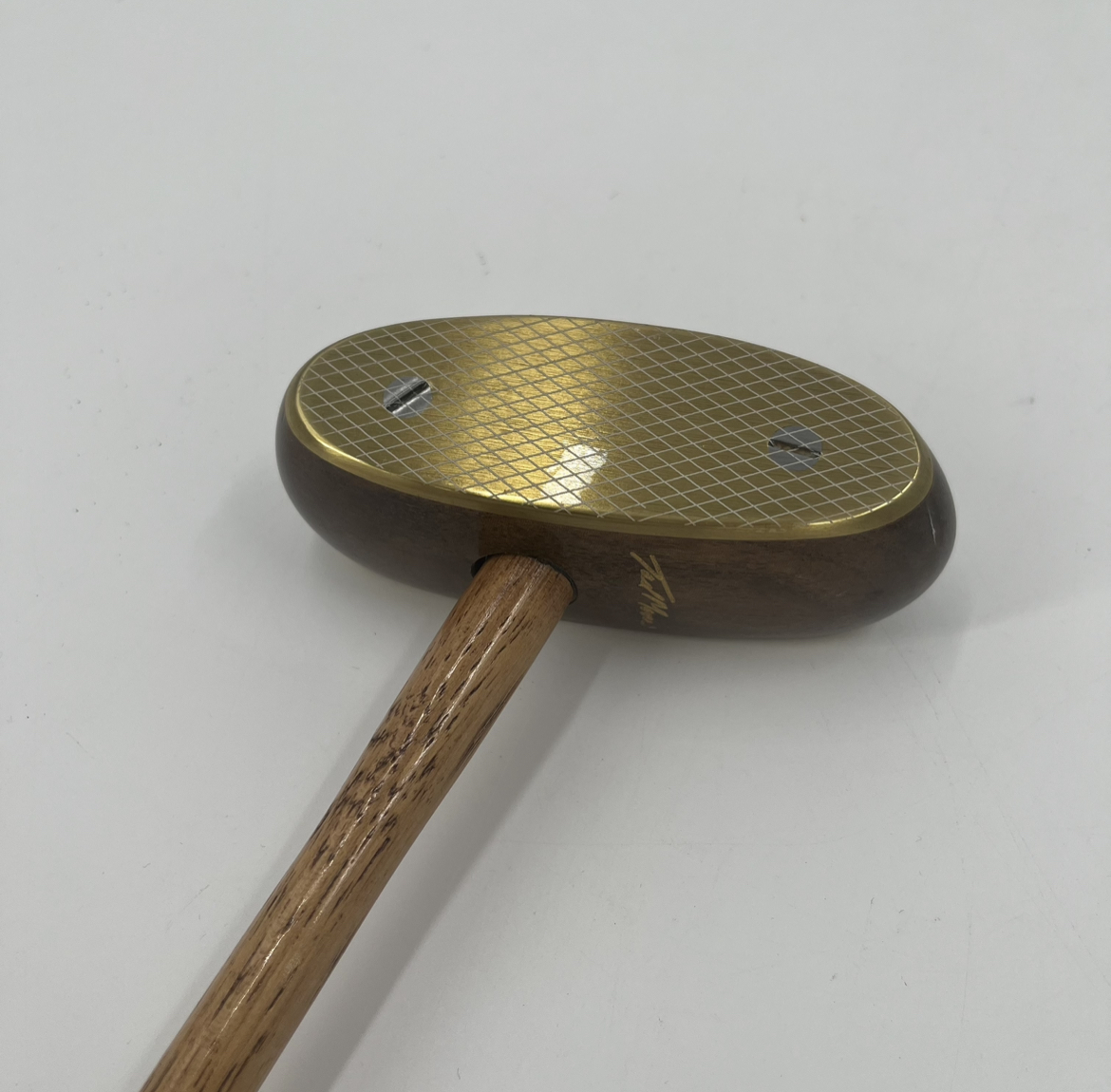 Brassy w/ Hickory Shaft & Handwrapped Leather Grip tad moore, brassy with hickory shaft, golf club