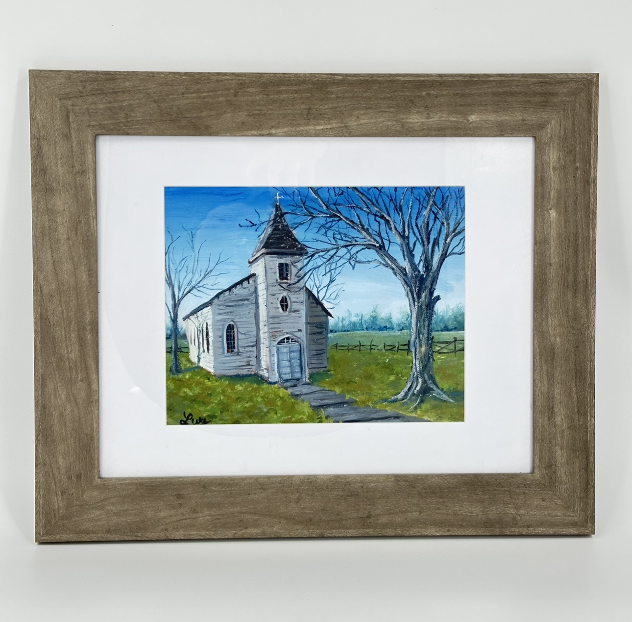 Childhood Sundays luke messer, oil painting, oil church, childhood sundays, visually impaired artist, 