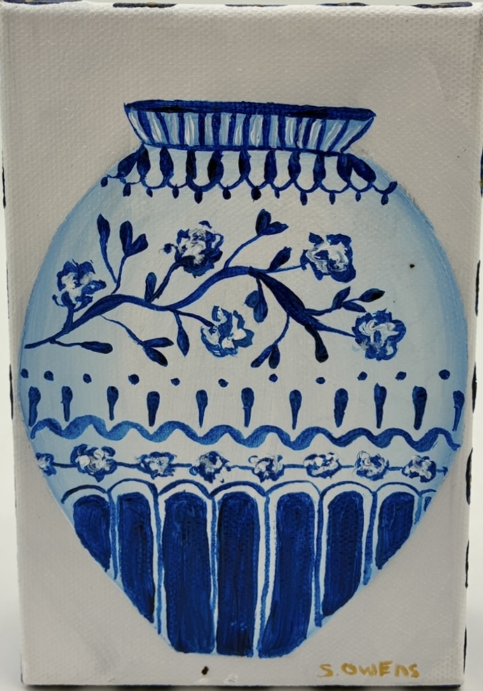Chinoiserie Vase  sharon owens, sharon, owens, acrylic painting, chinoiserie vase, vase