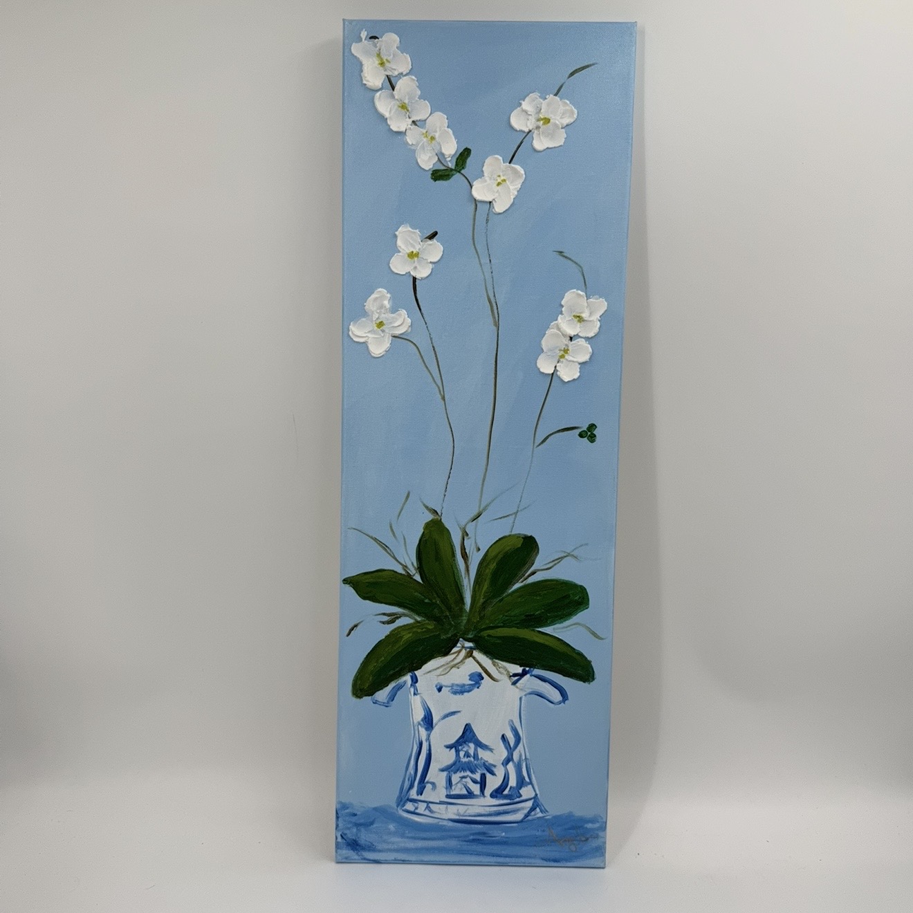 Claree Angela, fernandez, white, texted,soft color, blue, flower, vase, 