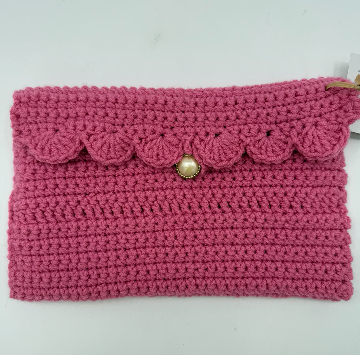 Crochet Clutch dawn wood, crochet clutch, pink, purse