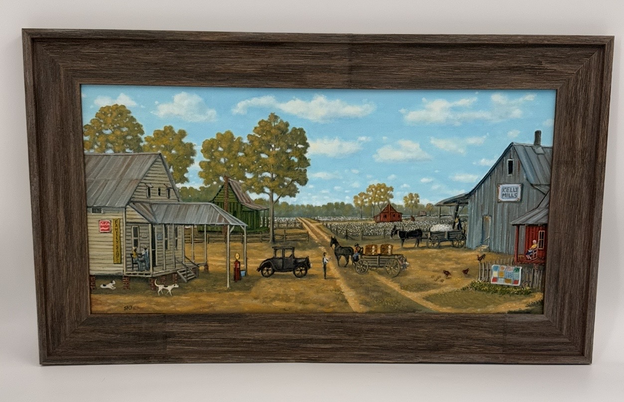 Dottell Painting  Stephen James, Farm land, Wall Art, Old Painting, Animals, Buildings, Nature