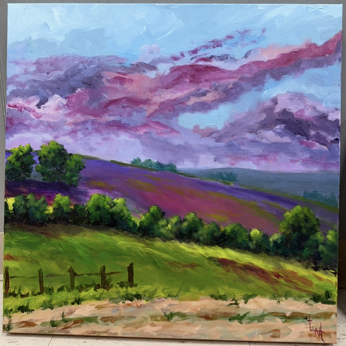 God's Countryside laura mcdowell, God's countryside, painting, nature, scenery, outdoors, sunset, clouds, water, trees