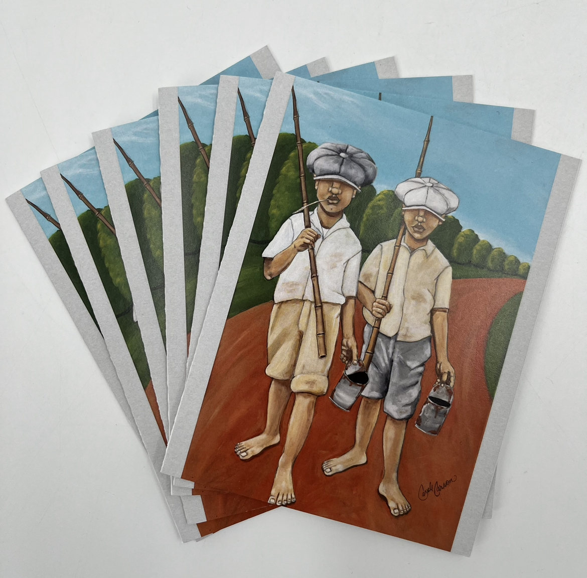 Gone Fishing Notecards - 6 cards carole bandy carson, gone fishing notecards, six cards, 6 cards
