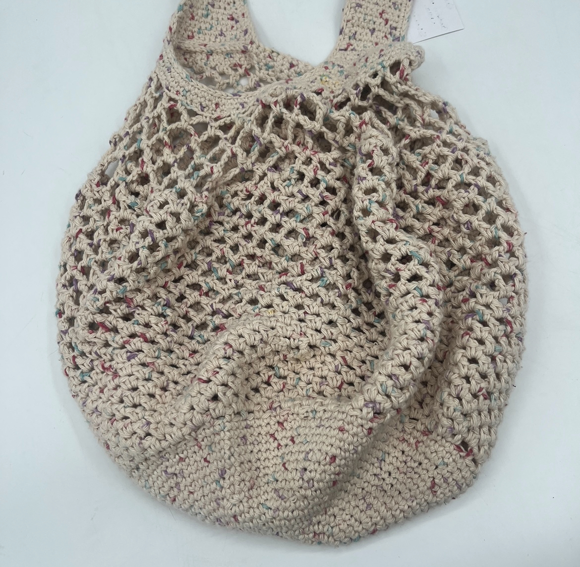 Green Market Tote wanda white, crochet, green market tote, tote bag, grocery bag, cotton yarn, peaches and cream yarn