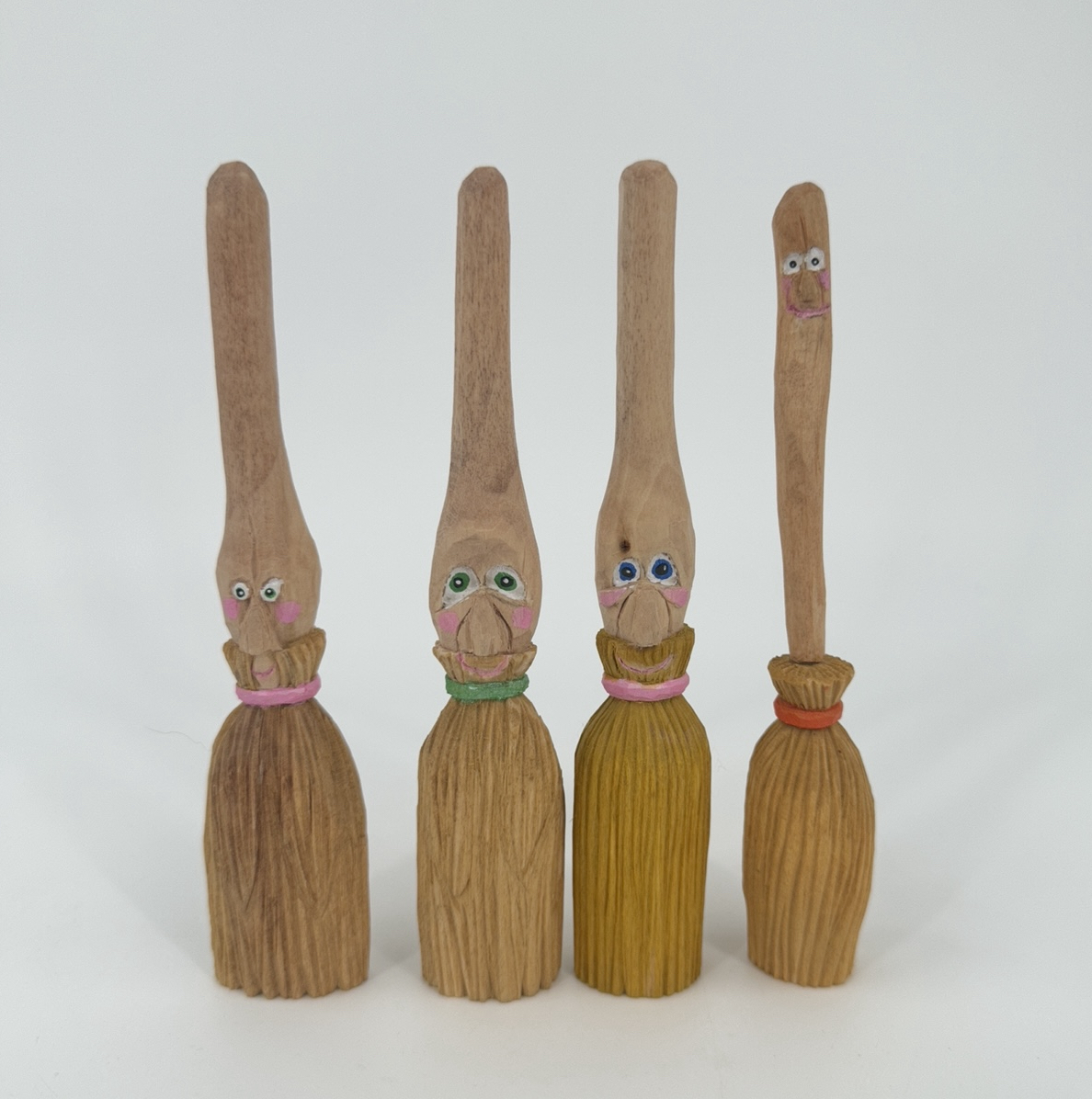 Handcarved Basswood Broom Buddy mark taylor, handcarved broom buddy, handmade, woodwork, 