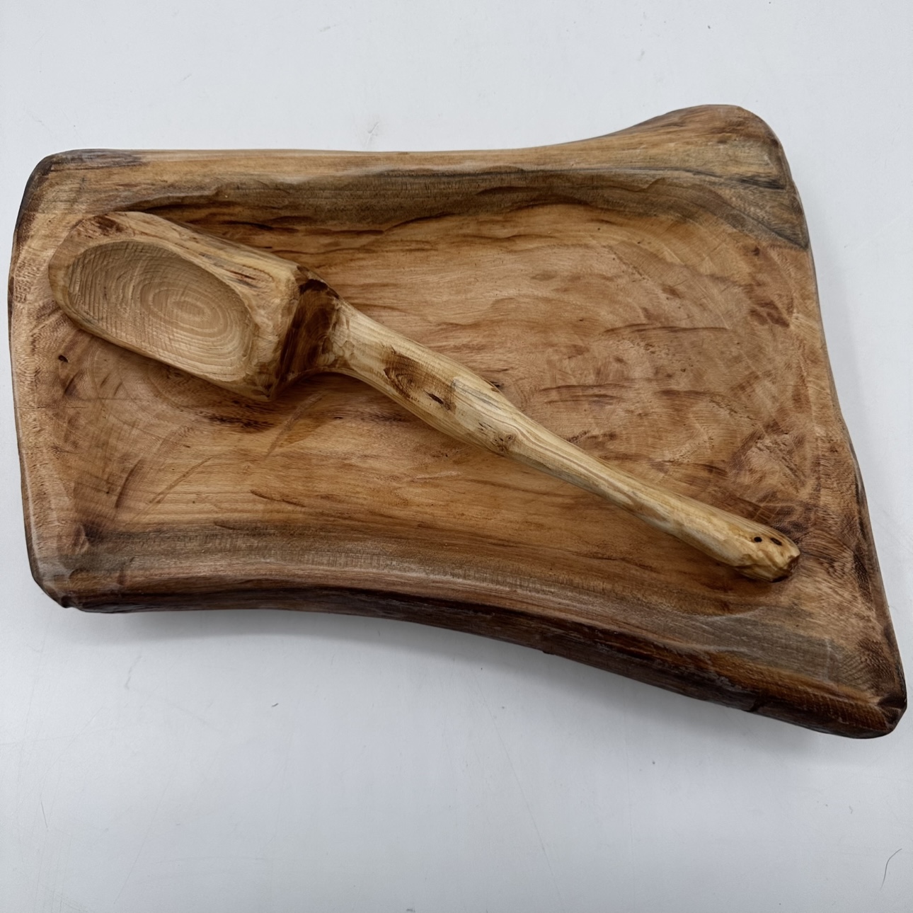 Hardwood Bowl with Spoon Rickey Elliott, Hardwood bowl with spoon, woodwork, wooden, wood