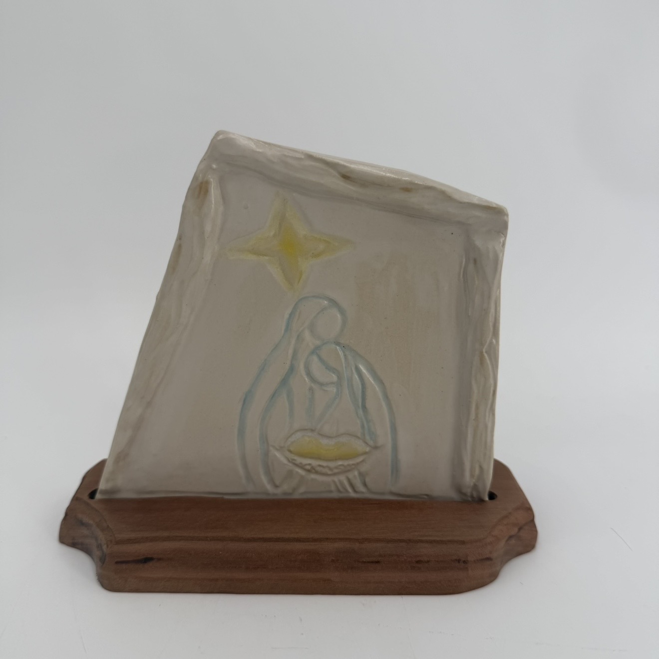 Large Nativity on Wooden Stand jo taylor, Large, Nativity, wood, pottery
