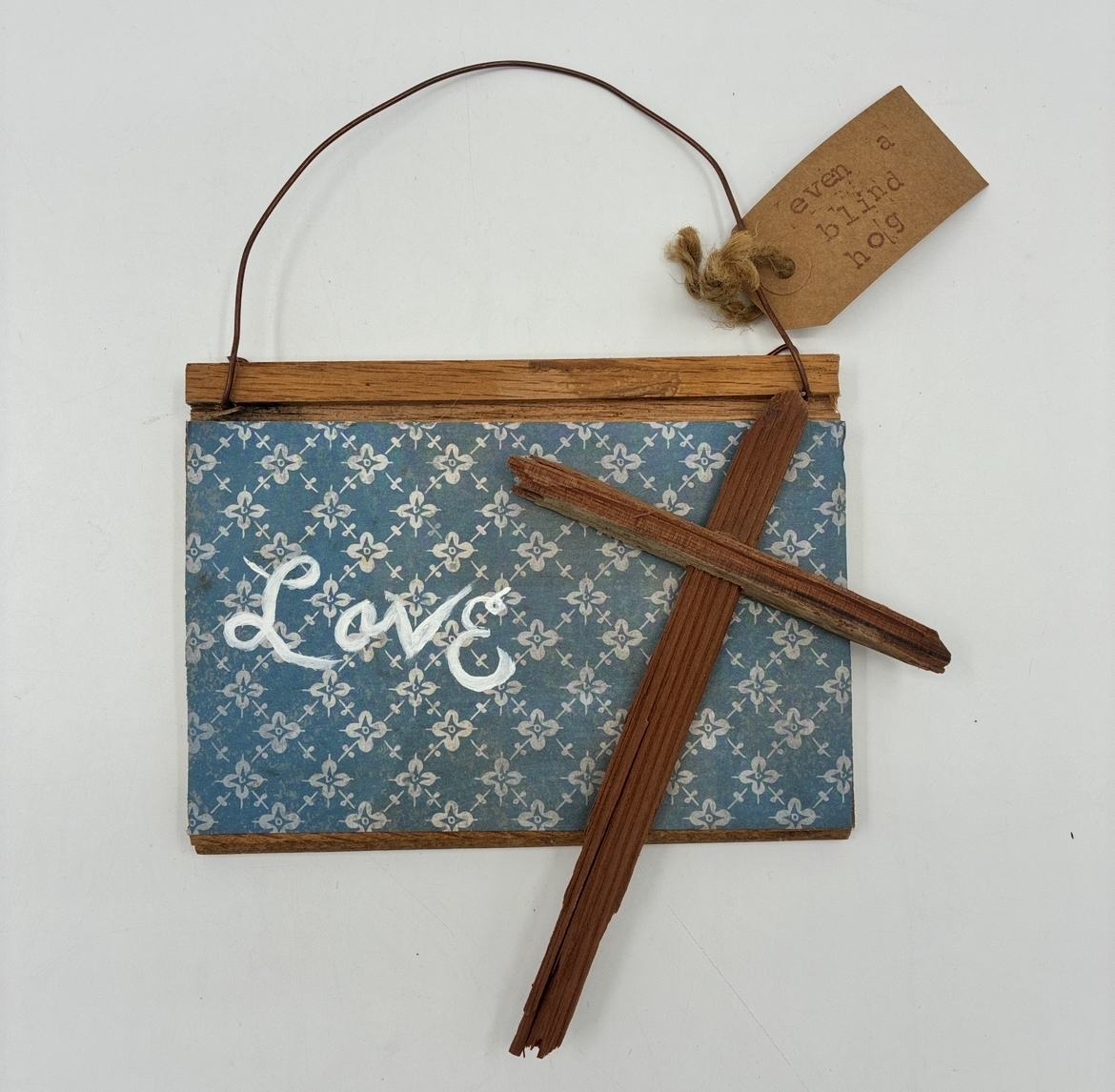 Love Plaque roger van wyck, cross on a board, woodwork, wooden cross, love, blue, wallpaper