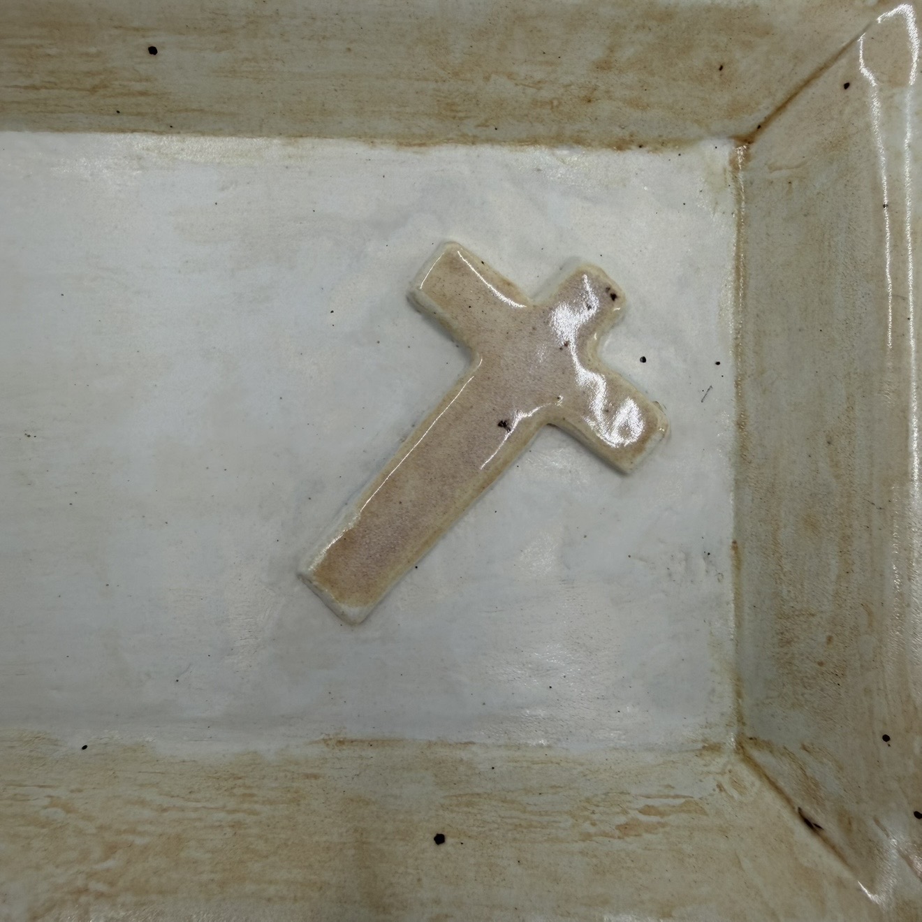 Cross Rectangular Platter tanya dunnam, cross platter, pottery