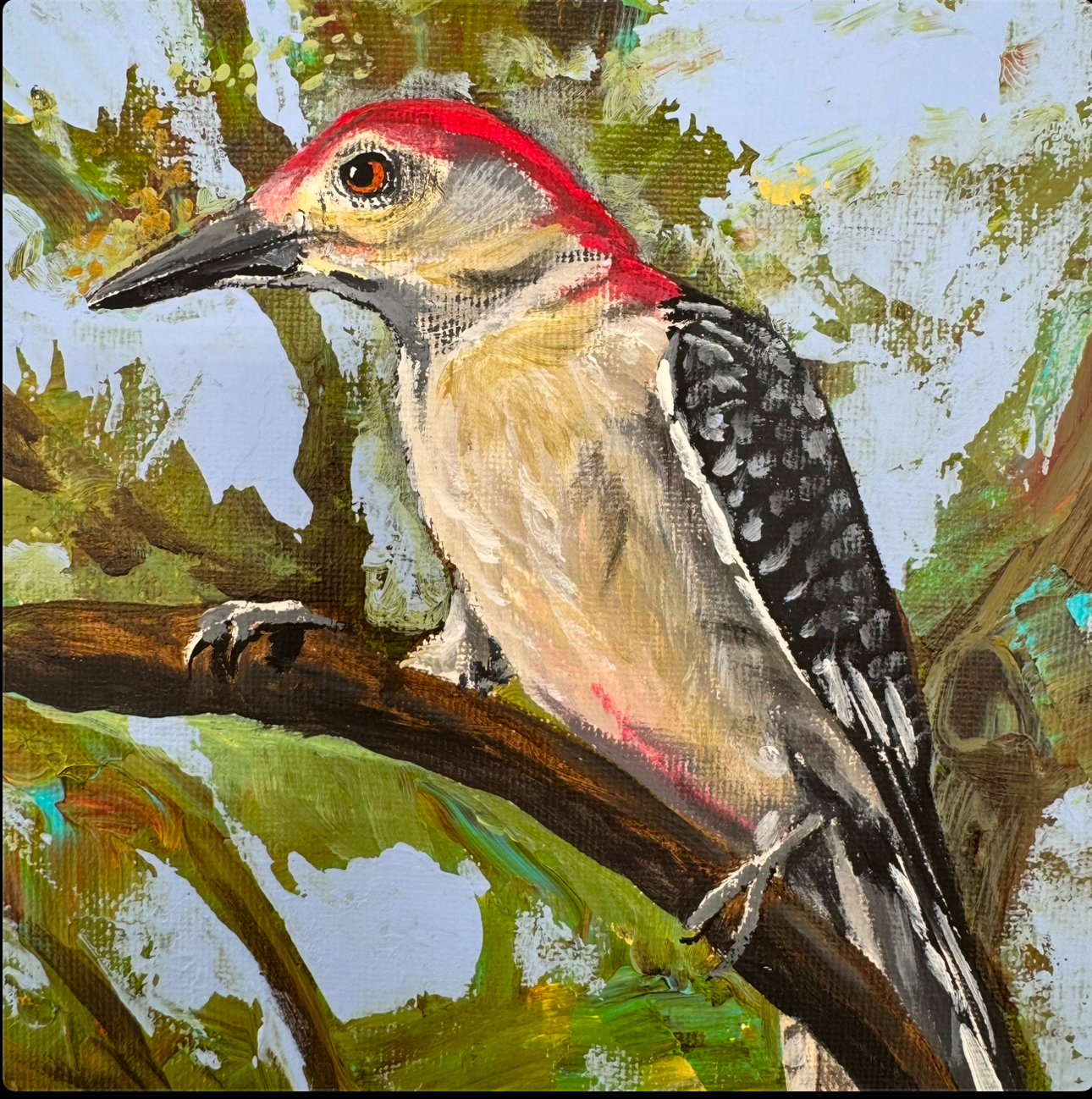 Red-bellied Woodpecker Mike handley, Red-bellied Woodpecker, Painting, wall art, painting, birds of alabama