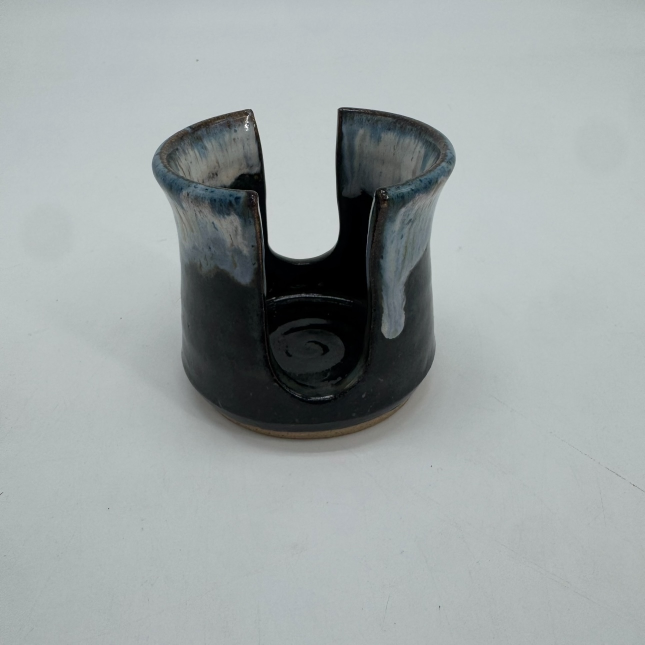 Sponge Holder carol lammon, sponge holder, drip glaze, blue, light blue, white