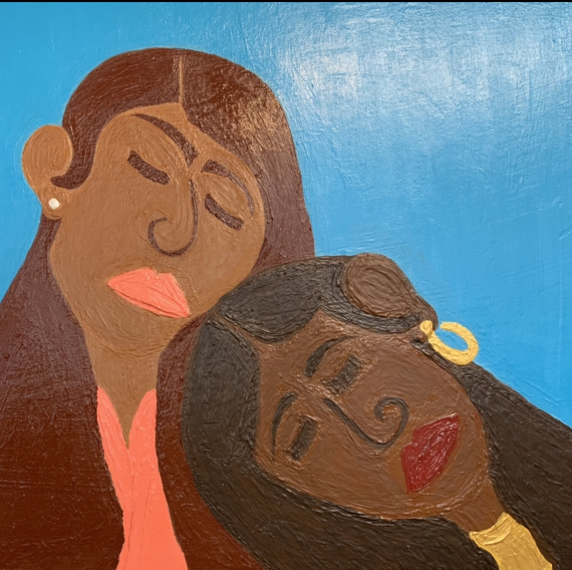 The Best Friend rita williams, mixed media painting, canvas painting, black belt, black belt paintings,