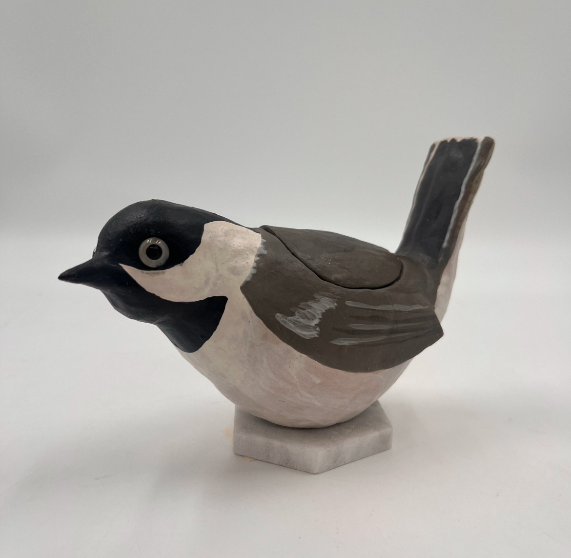 "The Birds" Boxes suzanne jensen, the birds boxes, pottery, ceramic, clay, painted, hidden, hideaway, animals, bird, feathers, key