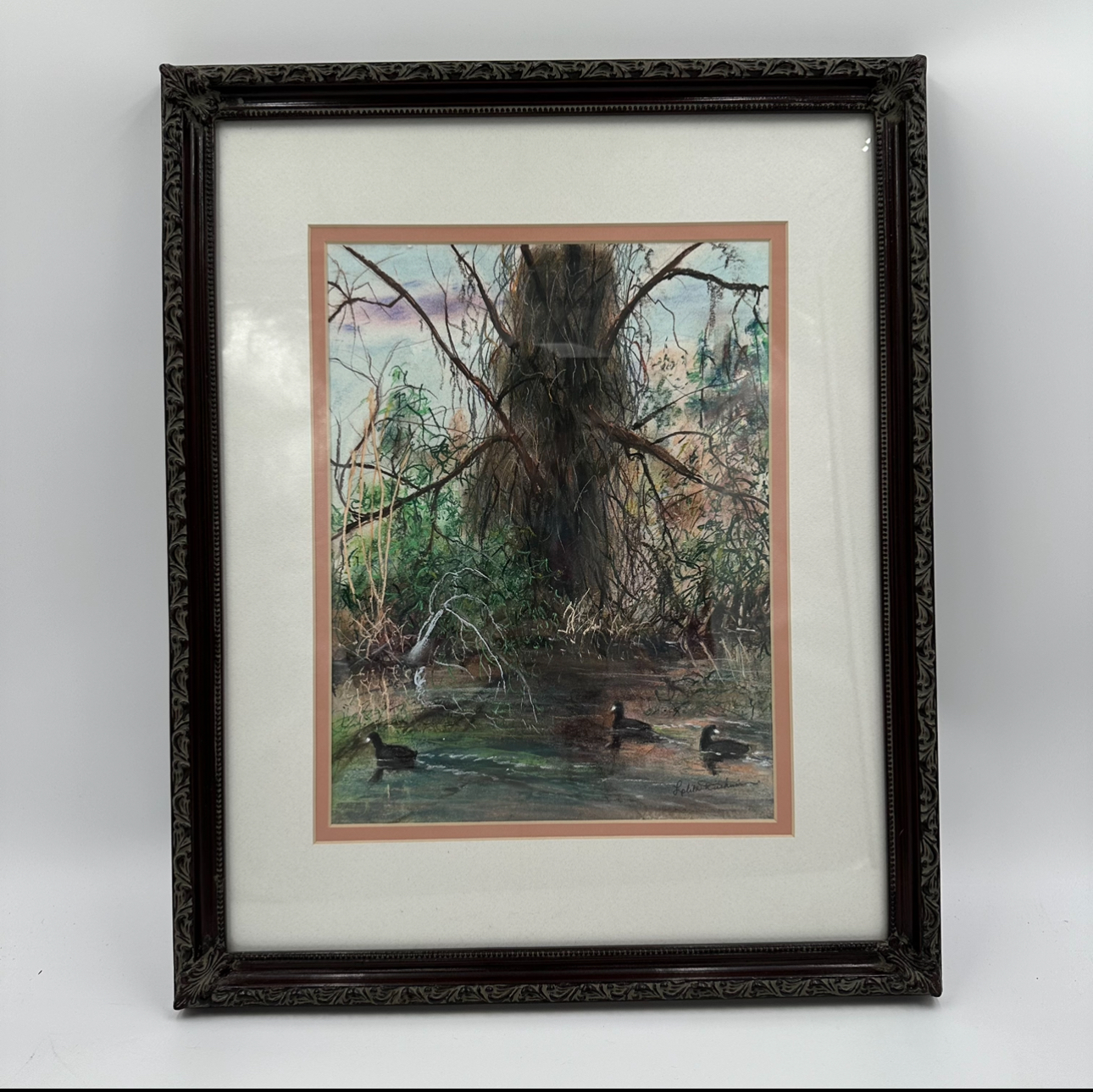 Three Coots Together Lolita Dickinson, painting, art, black belt treasures, three cots together, 