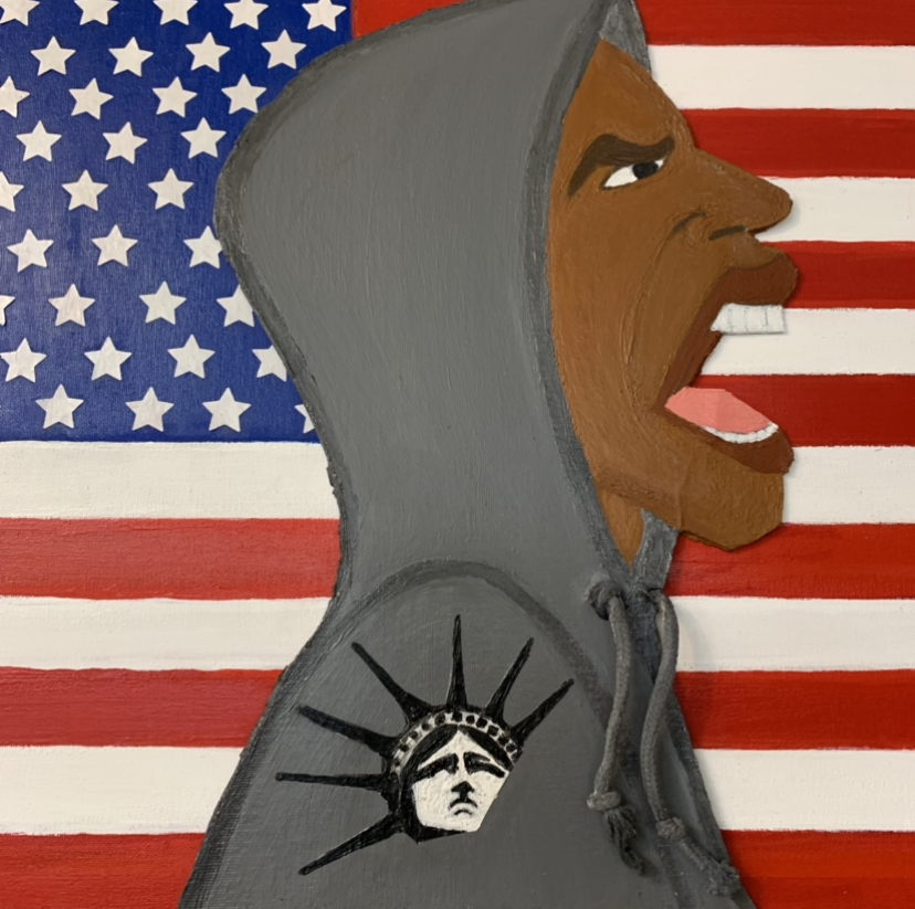 Unshut Your Eyes & Use Your Outside Voice rita williams, mixed media painting, canvas painting, black belt, black belt paintings,