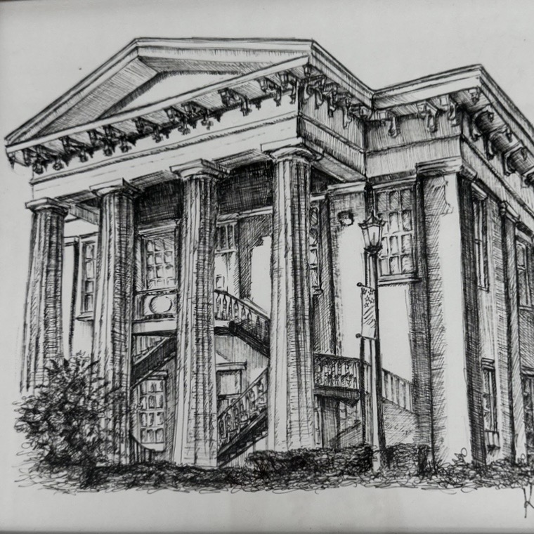 Wilcox County Courthouse kaylene brooks, Wilcox County Courthouse, pen and ink, black and white drawing