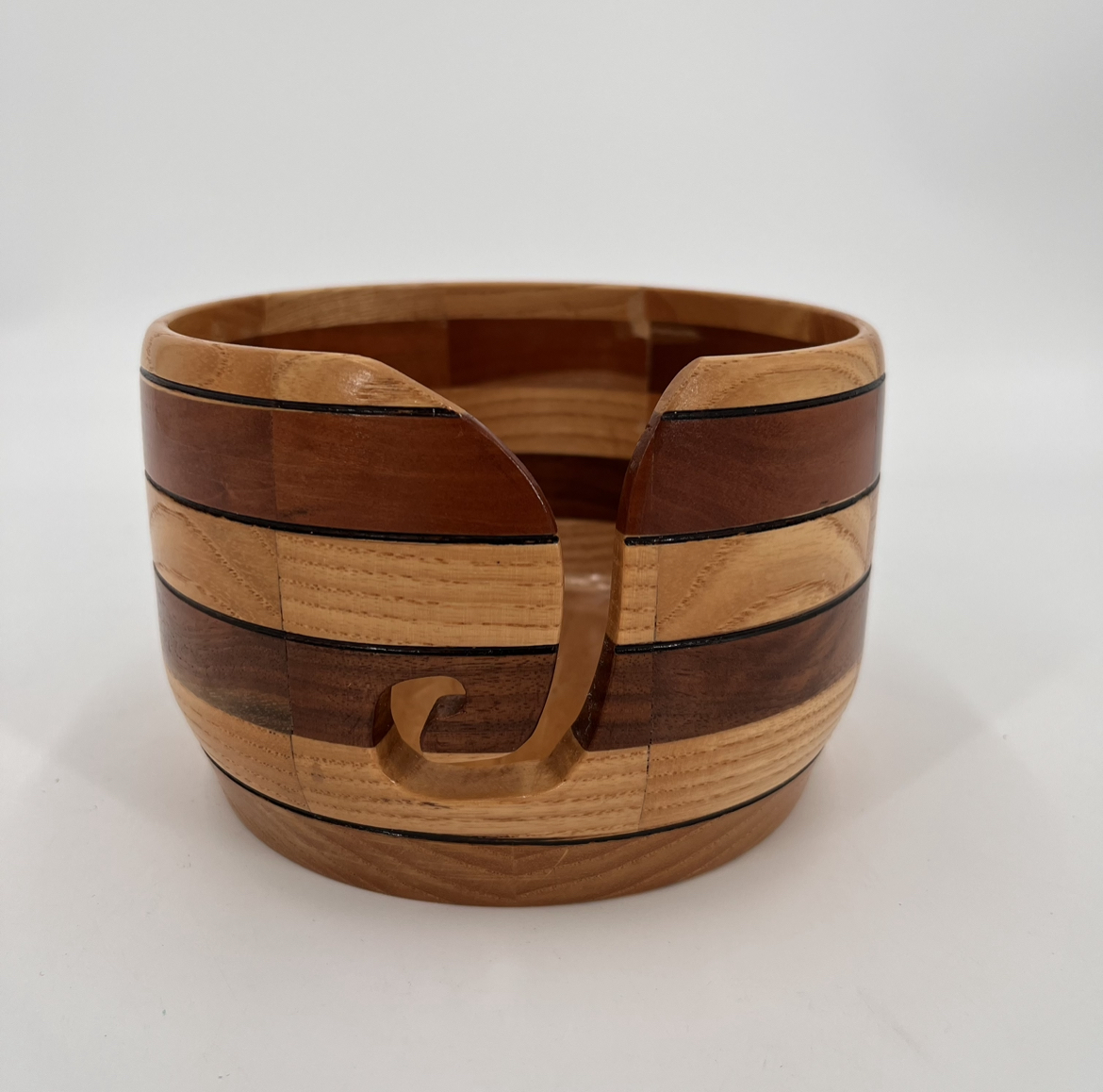 Wooden Yarn Bowl with Hook yarn bowl, robert knight, wood work 