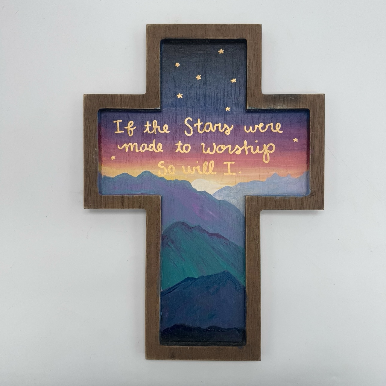 Worship Over the Sunrise natalie breaux, cross, woodwork, stars, worship, so will I