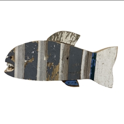 16" Gray Striped Fish  garland farwell, woodwork, fish, gray 