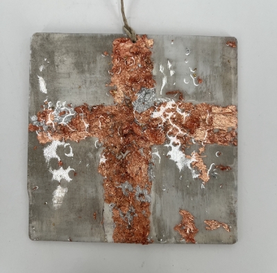 4" Painted Cross Ornament sarah collins, ornaments, Black Belt Treasures, cross