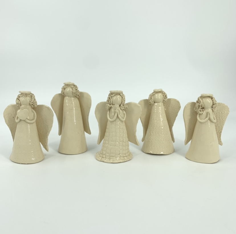 Standing Angel Jimmy and Peggy Dailey, angel, pottery, black belt treasures, 