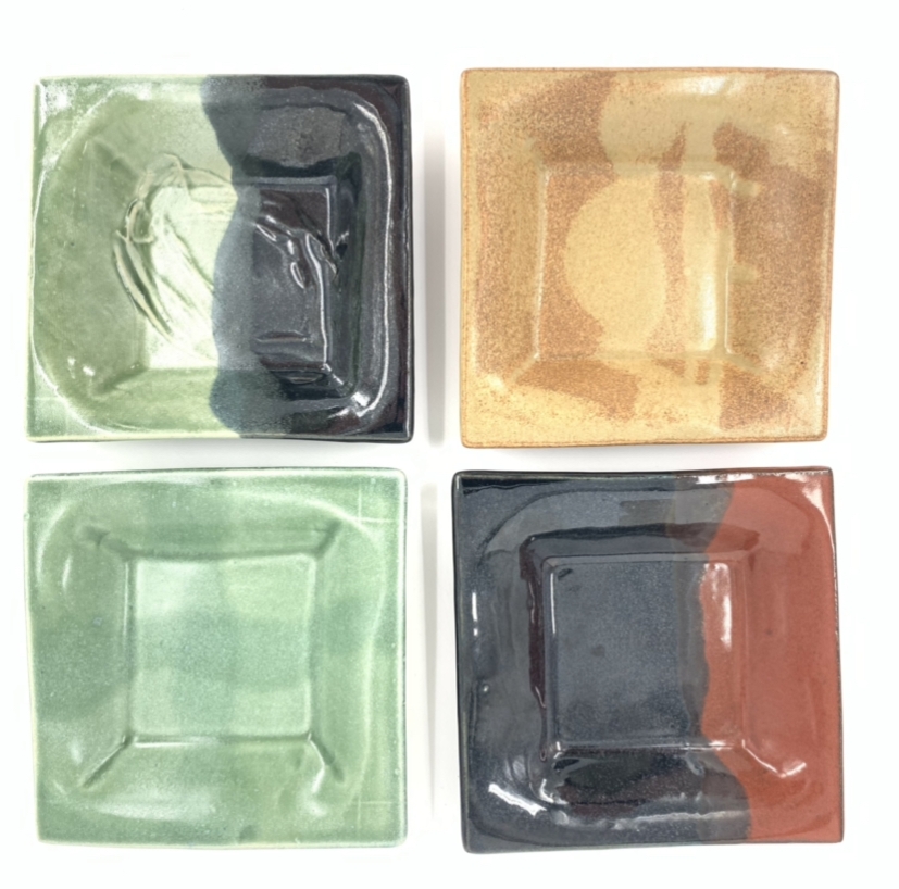 6" Square Plate Randy Shoults, 6" square plate, pottery, black belt treasures, 