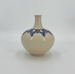 7-9" Handpainted Vase kristin law, cobalt vase, pottery, black belt, rural alabama pottery, clay bowl