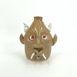 7" Red Eye Devil Jug sam williams, pottery, hand made, kiln, face jug, devil, 