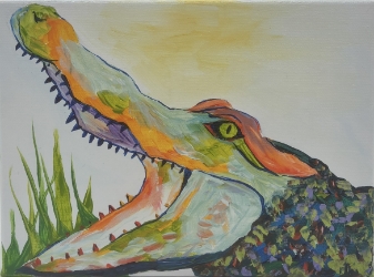 Alligator sharon owens, sharon, owens, acrylic painting, painting, alligator, gator