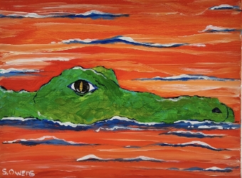 Alligator sharon owens, sharon, owens, acrylic painting, painting, alligator, gator