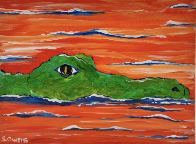Alligator sharon owens, sharon, owens, acrylic painting, painting, alligator, gator