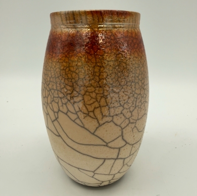 Alternative Fired White Crackle jo taylor, alternative fired white crackle vase, pottery, ceramics