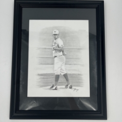 Baseball Player 11x14 Framed Graphite jan agee, baseball player, framed graphite, sports, drawing