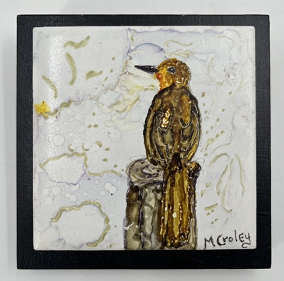 Bird- Alcohol Ink on Tile mary croley, bird, alcohol ink on tile
