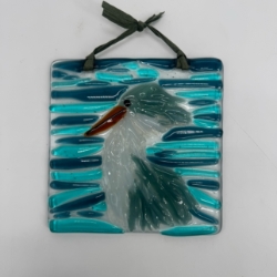 Bird linda englert, glass fritter, bird, blue